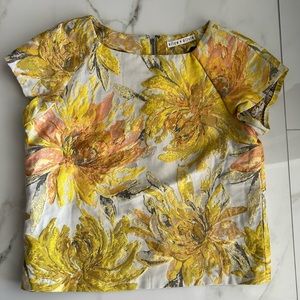 Alice + Olivia Yellow Sunflower Jacquard Top
